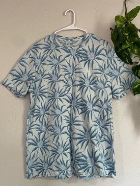 Apt. 9 Premier Flex Men Pineapple Print Tee XL 100% Cotton Blue Tropical